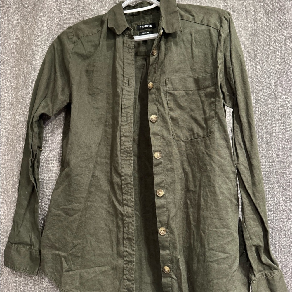 Express Olive Green Button Down Shirt